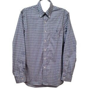 Ralph Lauren Mens Button Down Shirt M Blue Plaid Cotton Slim Fit Pony Preppy
